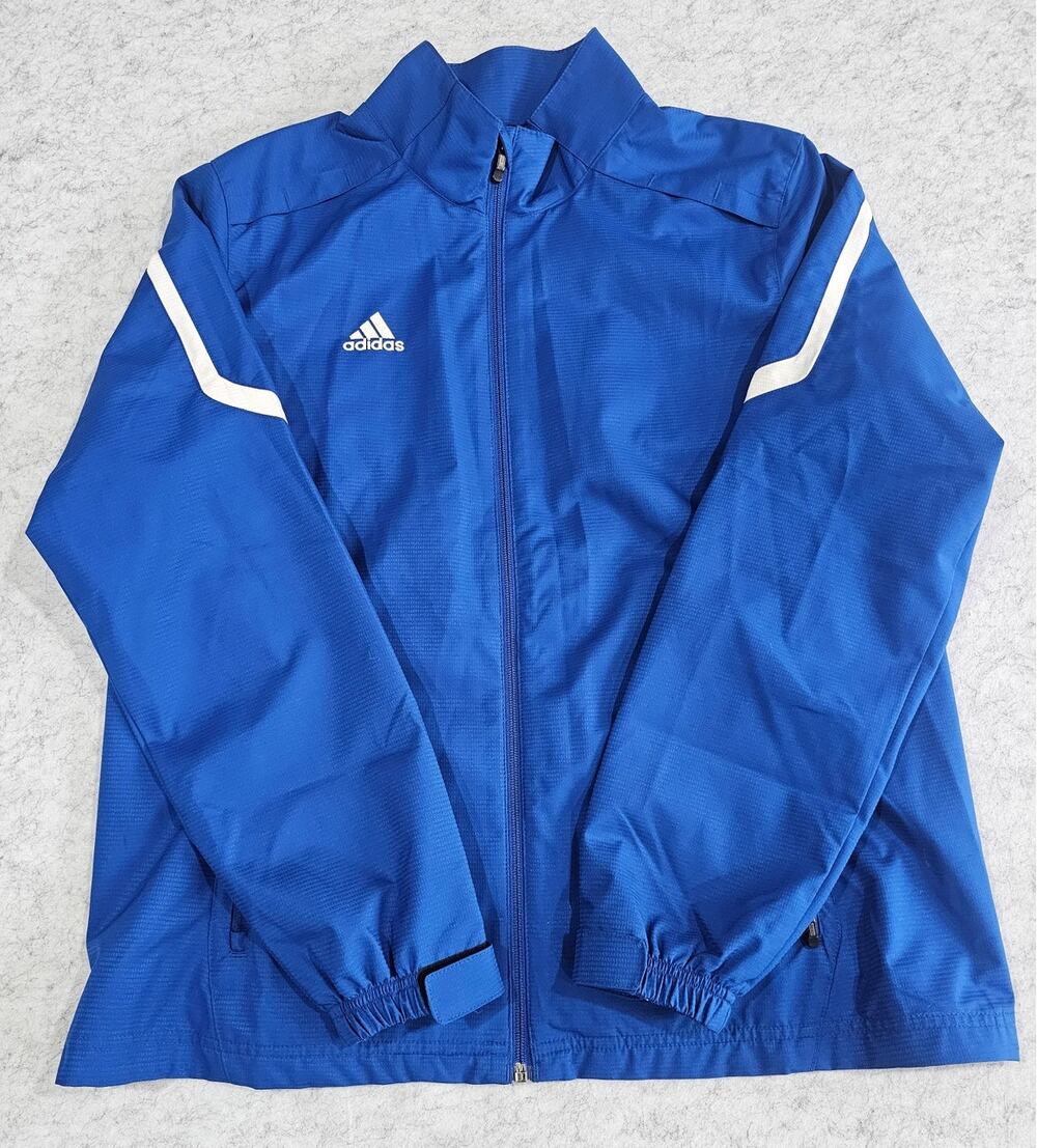 Adidas Windbreaker Jacket, Team, Mesh Lined, Blue White, Sportscore, Women Sz XL